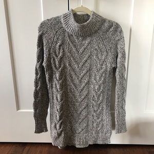 Tunic length mock neck sweater